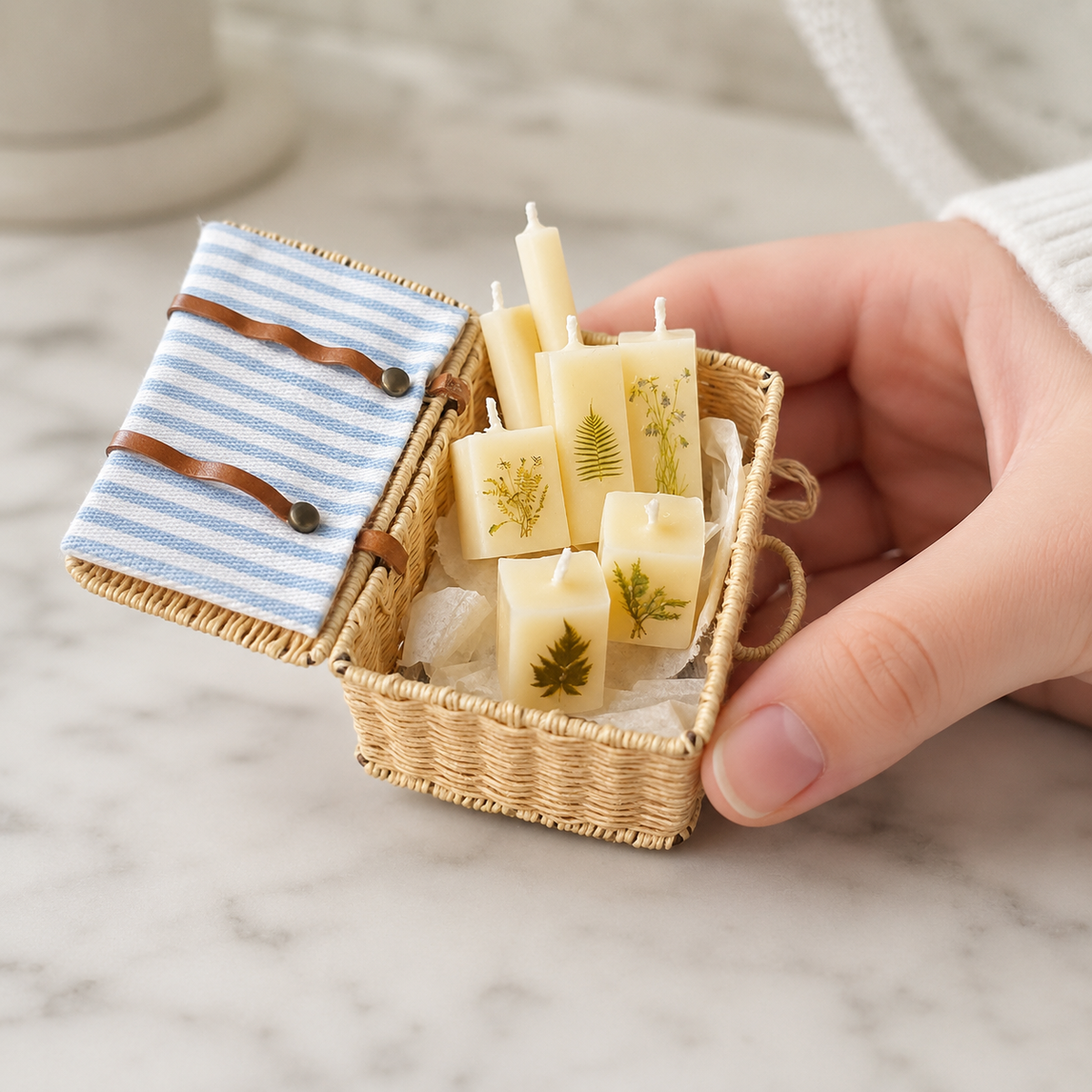 handmade wax miniature vintage candles 1:12 scale dollhouse fdmini detail view