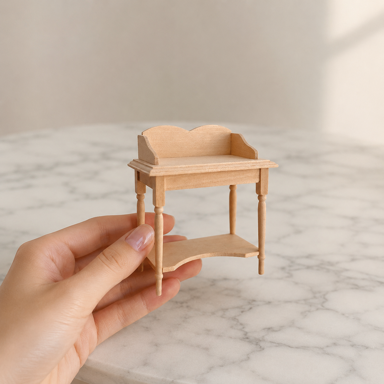 FDMINI Mini DIY Unfinished Wood Furniture – Paintable Miniature Bookshelf, Side Table & Hutch for 1:12 Scale Dollhouse, OB11 & BJD (5 Styles)