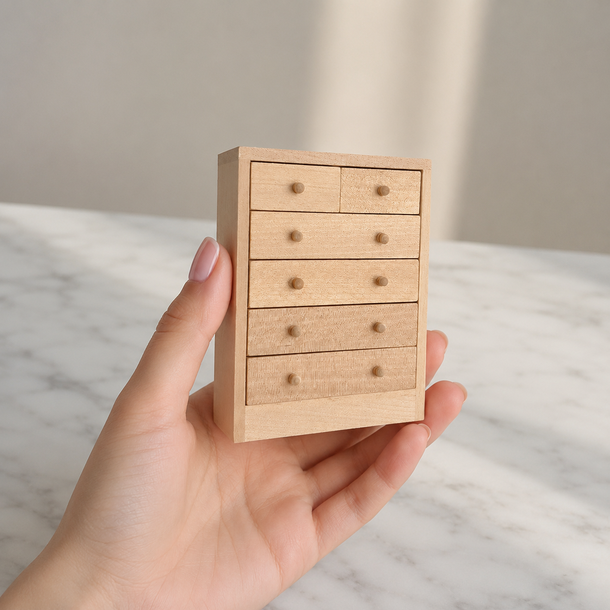 FDMINI Mini DIY Unfinished Wood Furniture – Paintable Miniature Dresser, Cabinet & Sideboard for 1:12 Scale Dollhouse, OB11 & BJD (6 Styles)