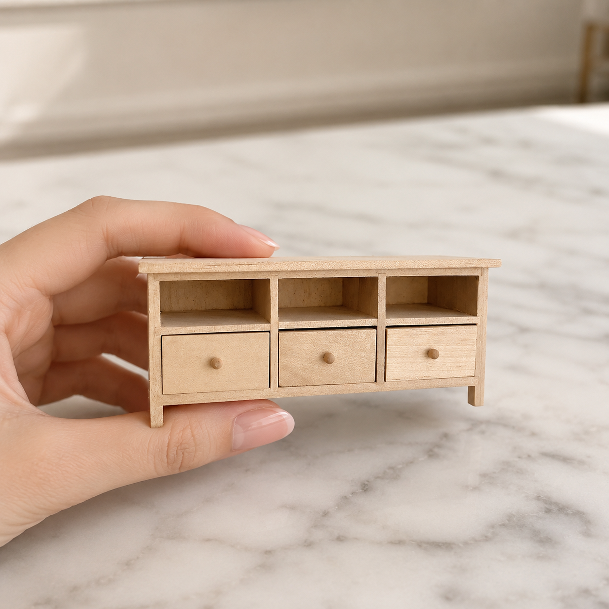 FDMINI Mini DIY Unfinished Wood Furniture – Paintable Miniature Dresser, Cabinet & Sideboard for 1:12 Scale Dollhouse, OB11 & BJD (6 Styles)