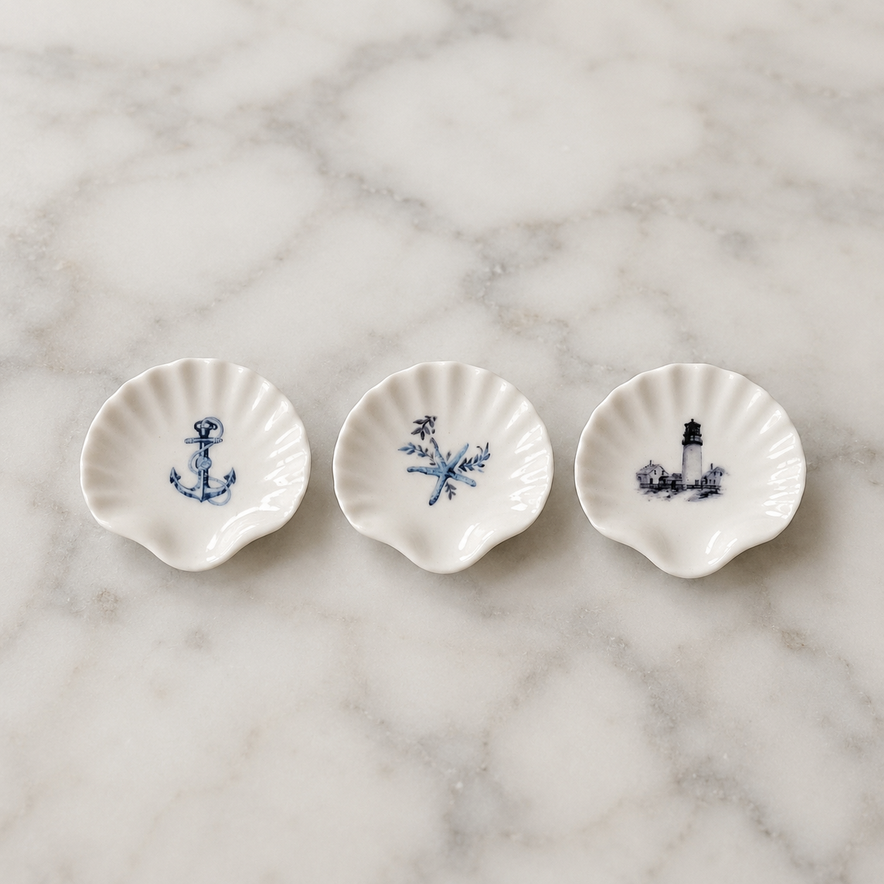 FDMINI Mini Ceramic Plates – 6 Coastal Shell & Embossed Floral Designs Miniature Dish Props for 1:6 Scale Dollhouse, BJD & Blythe Scenes