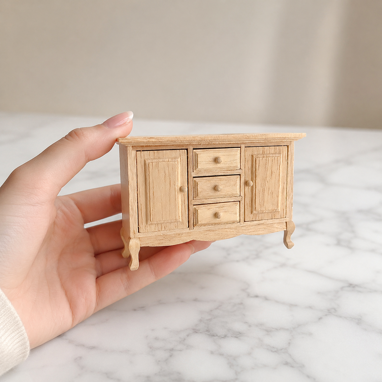 FDMINI Mini DIY Unfinished Wood Furniture – Paintable Miniature Dresser, Cabinet & Sideboard for 1:12 Scale Dollhouse, OB11 & BJD (6 Styles)