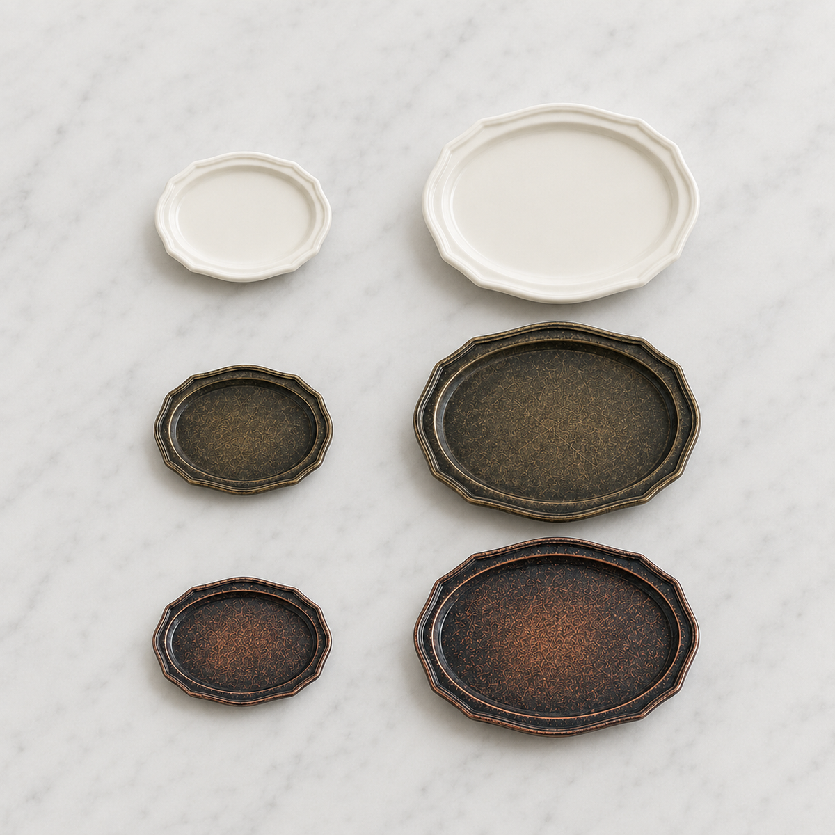 handmade clay miniature oval serving platters 1:12 scale dollhouse fdmini view 10