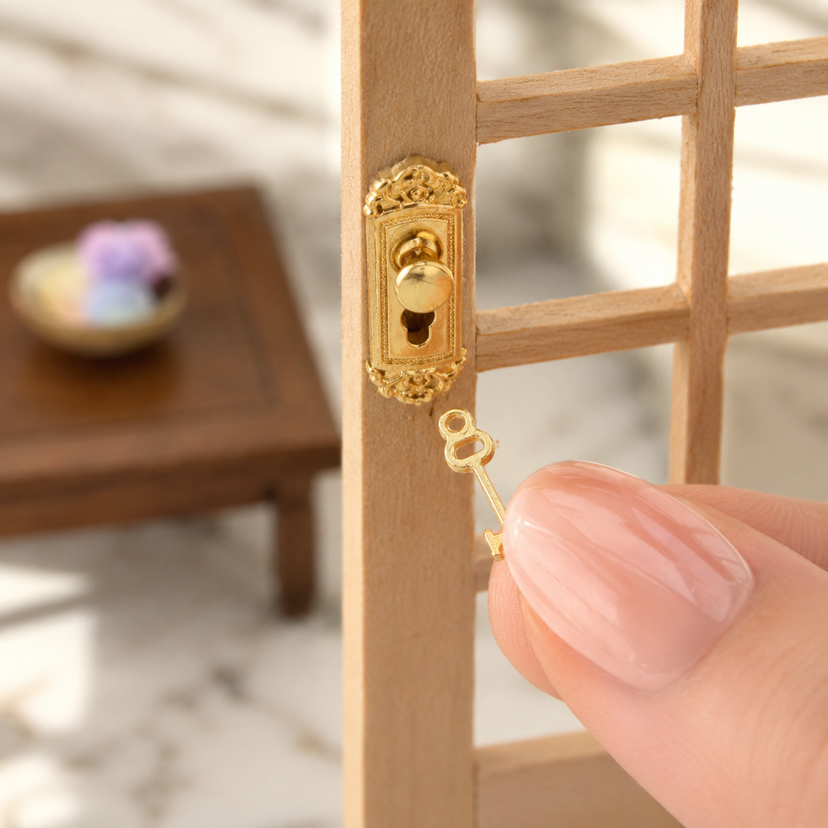 handmade miniature door handles with keys 1:12 scale dollhouse fdmini view 11