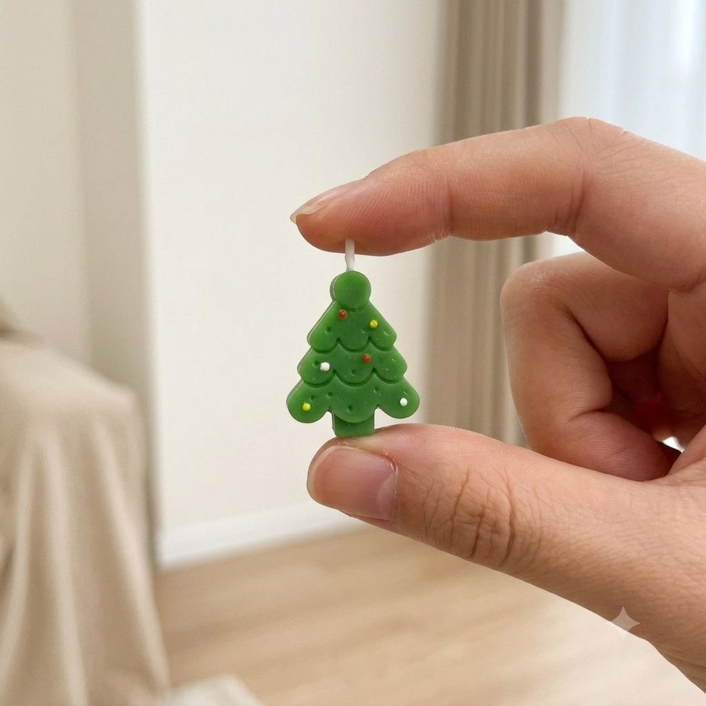 FDMINI Mini Christmas Tree Candles – Set of 3 Handmade Miniature Holiday Candles for 1/6 1/8 1/12 Scale Dollhouse, BJD & Blythe Doll Scenes
