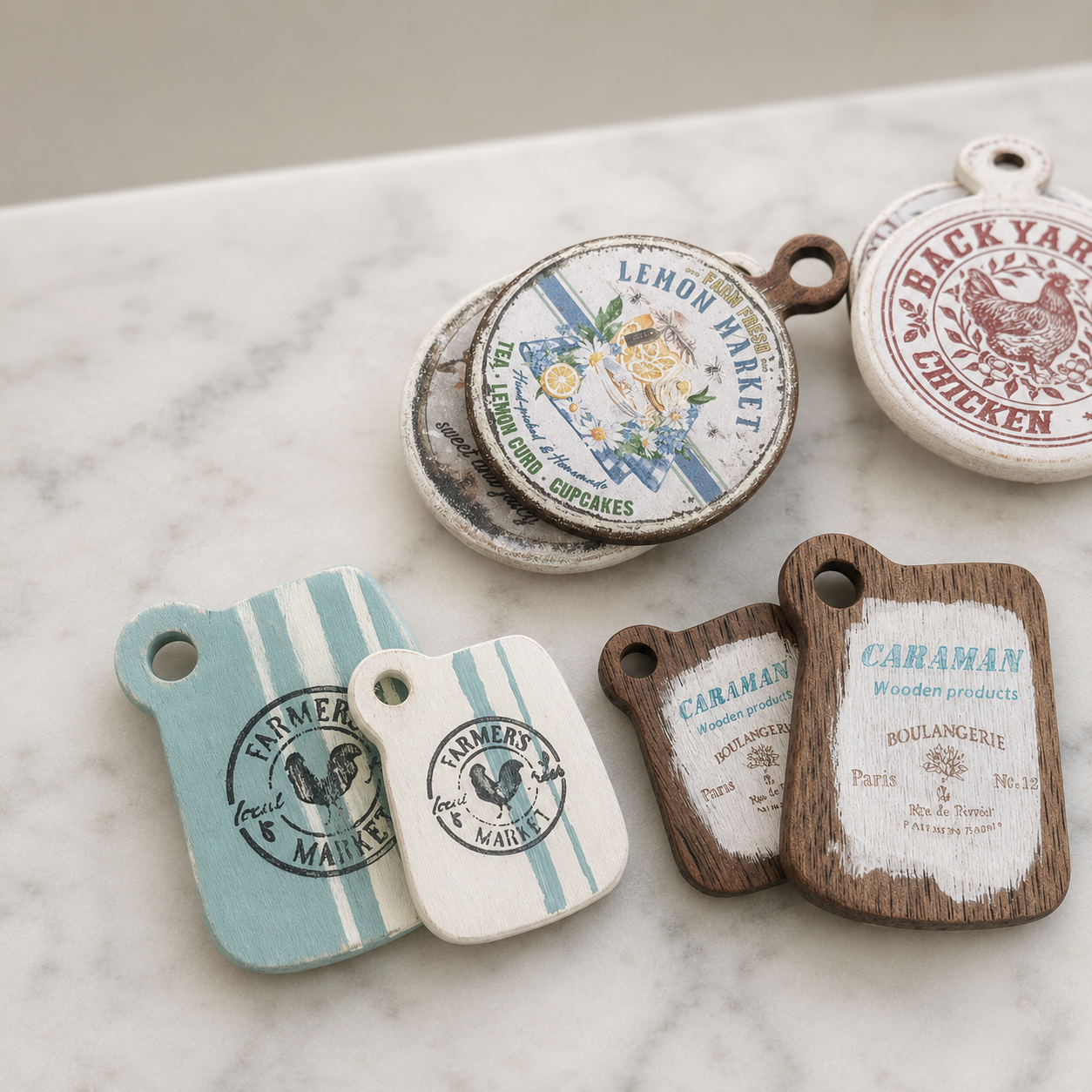FDMINI Mini Vintage Cutting Boards – Set of 2 Miniature Farmhouse Serving Boards for 1:6 Scale Dollhouse, BJD & Blythe Kitchen Scenes