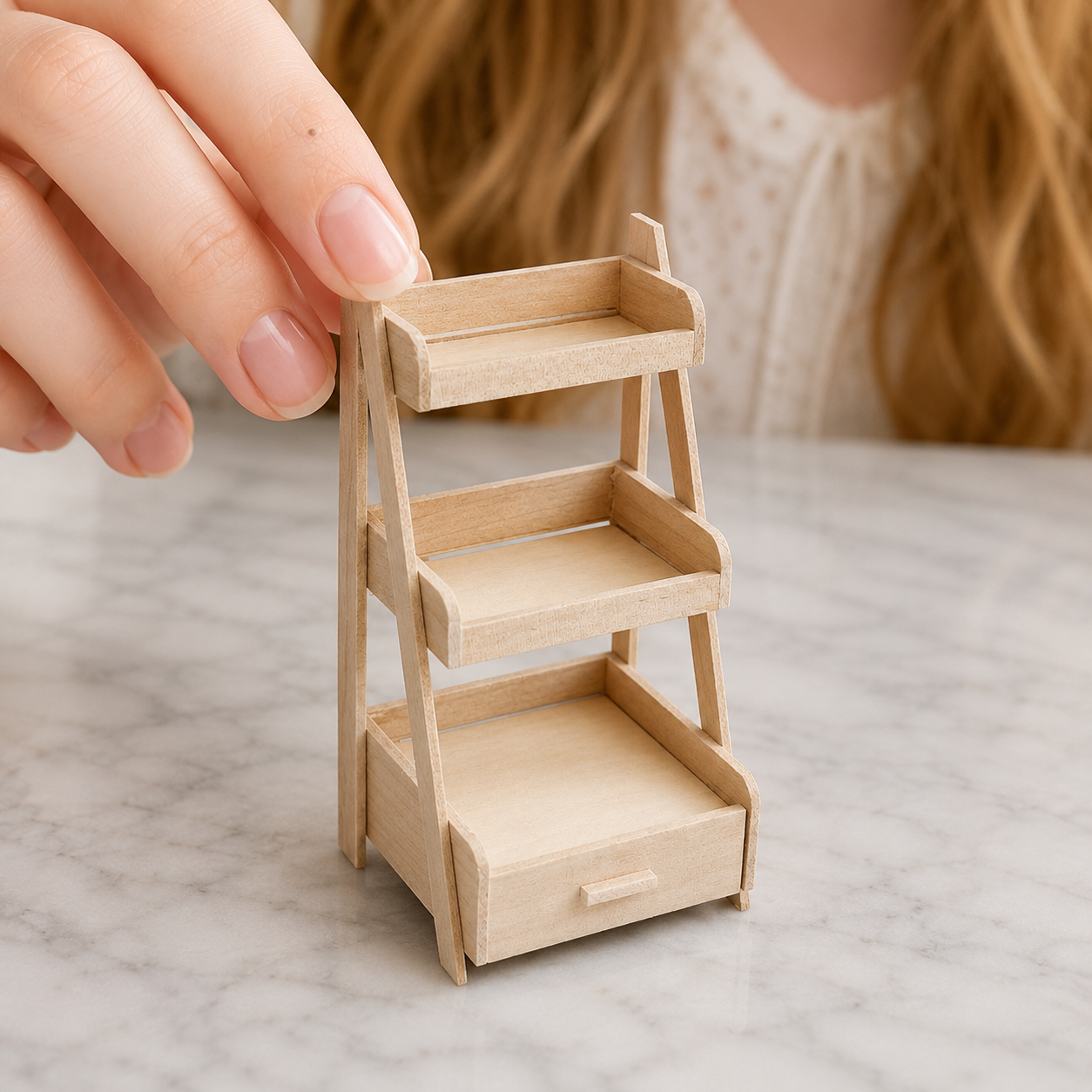 FDMINI Mini DIY Unfinished Wood Furniture – Paintable Miniature Table, Nightstand, Crib & Shelf for 1:12 Scale Dollhouse, OB11 & BJD Scenes (9 Styles)