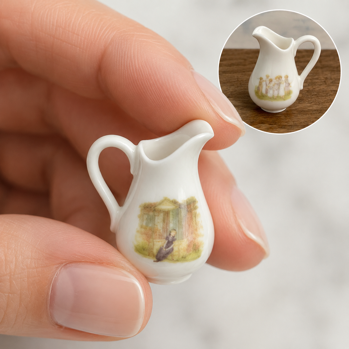 handmade ceramic miniature ceramic pitchers 1:6 scale dollhouse fdmini styled scene