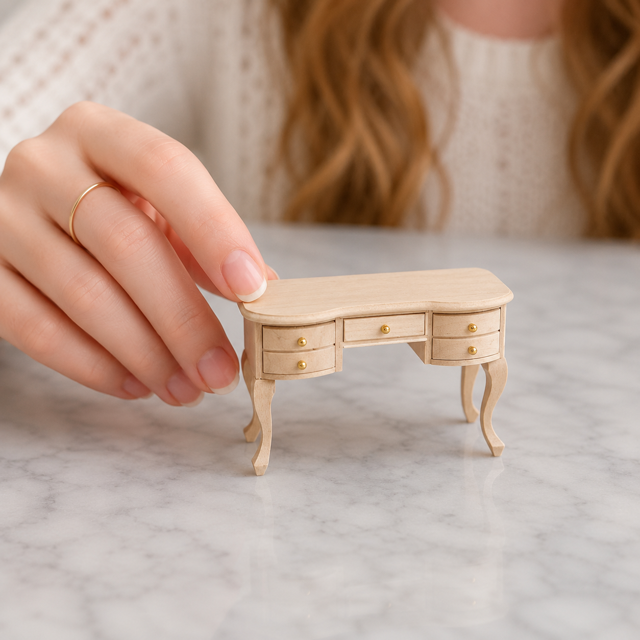 FDMINI Mini DIY Unfinished Wood Furniture – Paintable Miniature Dresser, Desk & Cabinet for 1:12 Scale Dollhouse, OB11 & BJD Scenes (9 Styles)