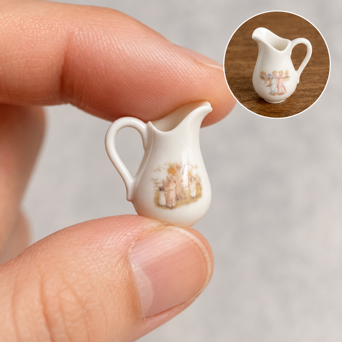 handmade ceramic miniature ceramic pitchers 1:6 scale dollhouse fdmini close-up