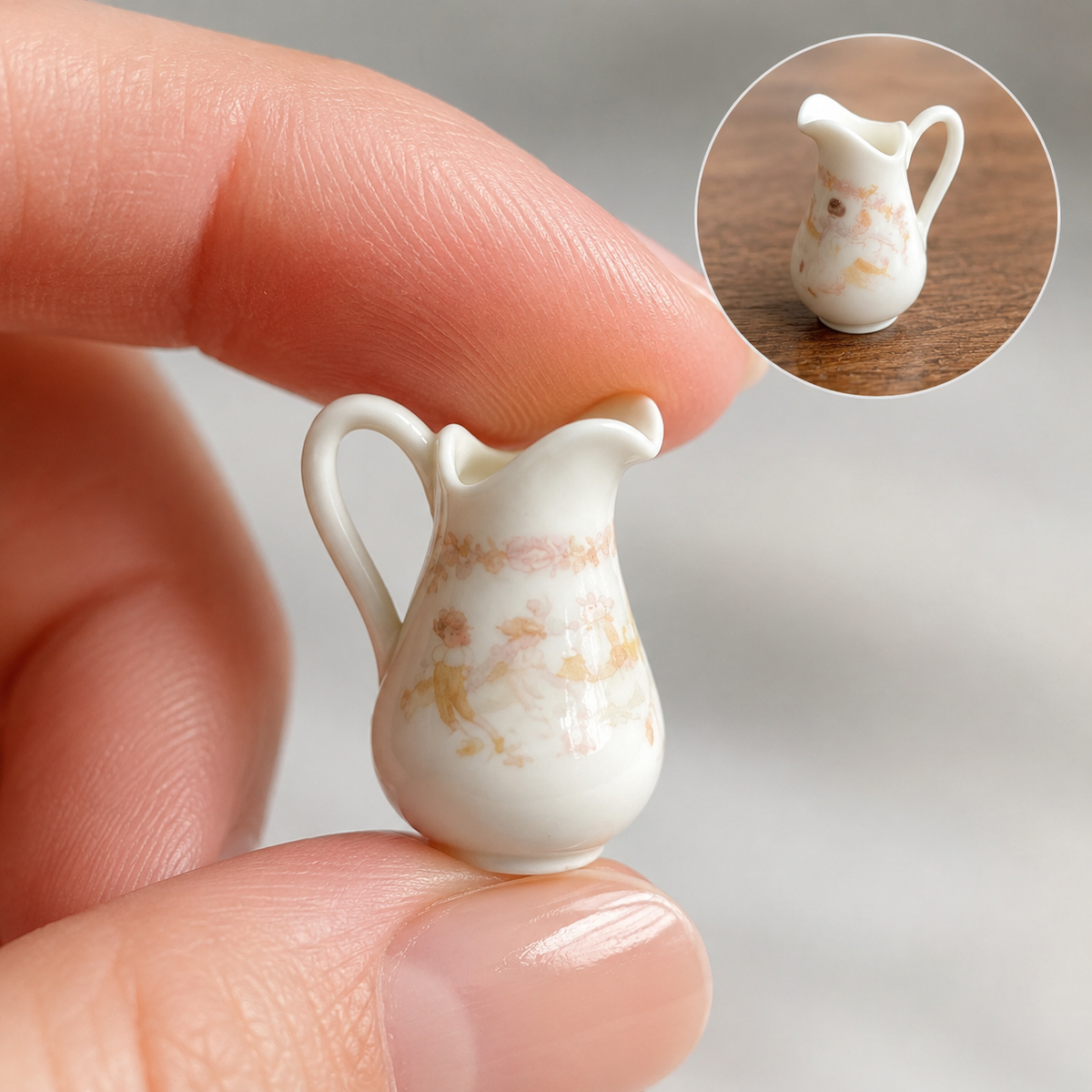 handmade ceramic miniature ceramic pitchers 1:6 scale dollhouse fdmini scale reference