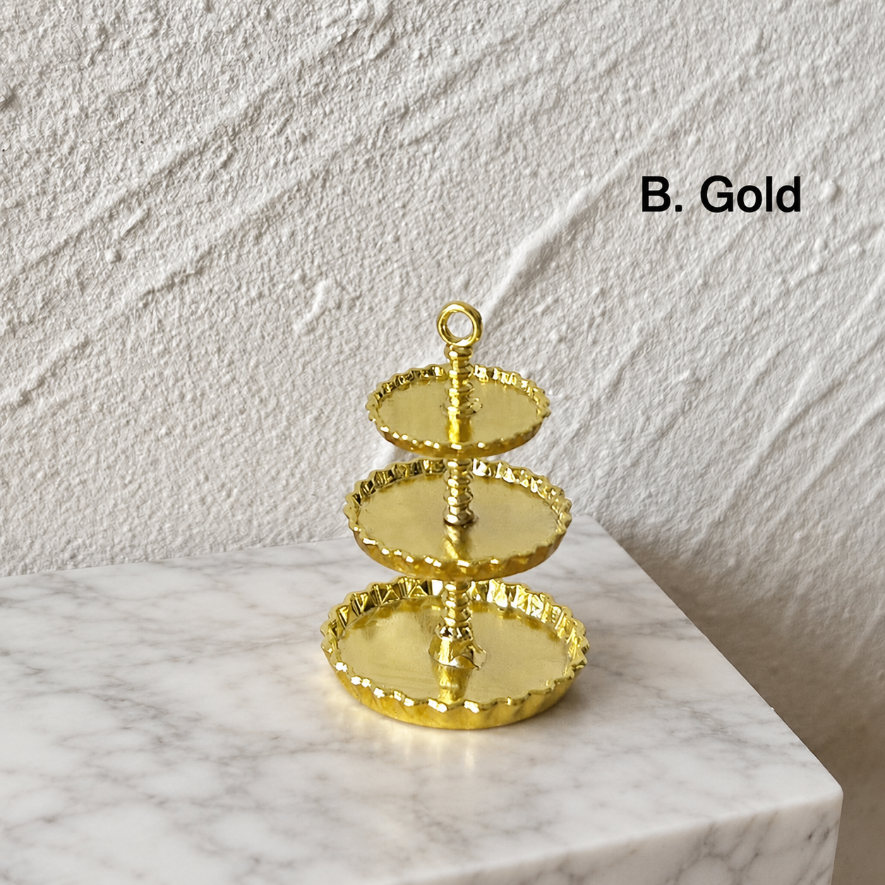 FDMINI Mini 3-Tier Cake Stand – 4 Colors Miniature Dessert Tower & Afternoon-Tea Stand for 1:12 Dollhouse & Diorama Scenes