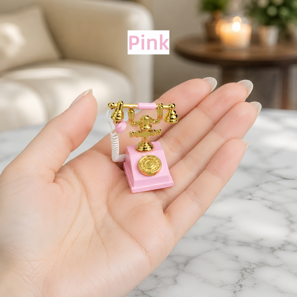 handmade miniature vintage telephone 1:12 scale dollhouse fdmini view 9