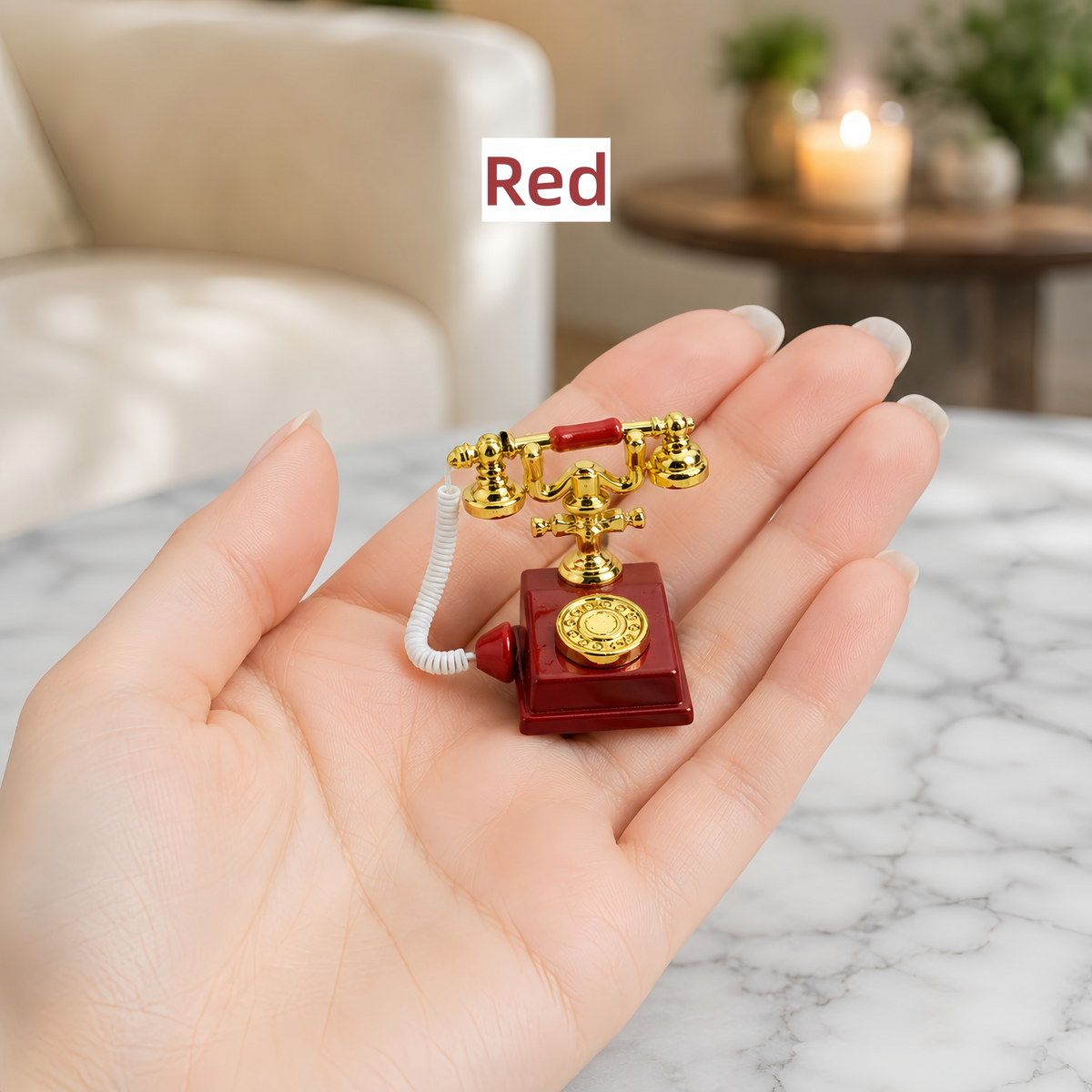 handmade miniature vintage telephone 1:12 scale dollhouse fdmini view 11