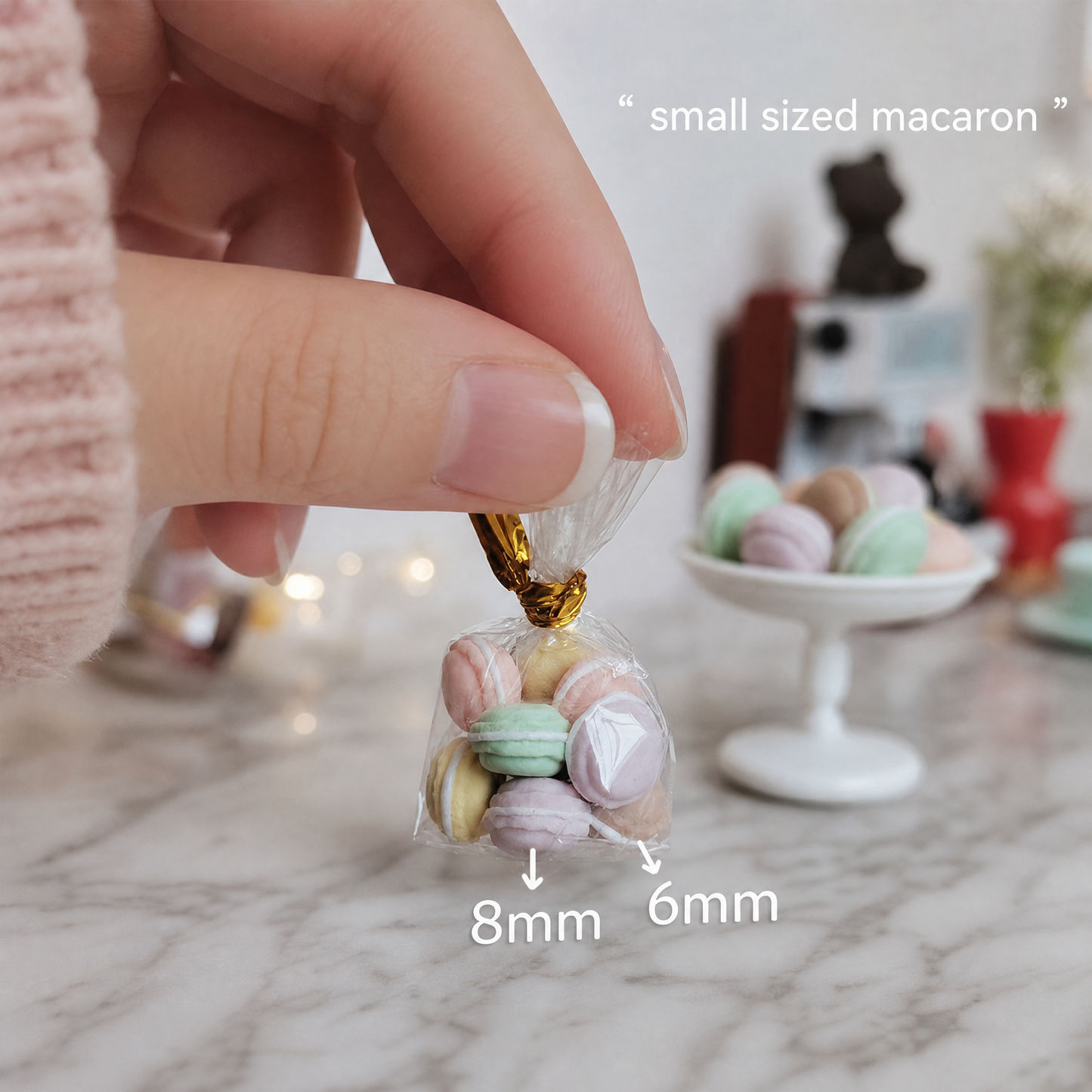 FDMINI Mini Macarons – 2 Sizes Miniature Resin Macaron Dessert Food Props for 1:12 Dollhouse Afternoon-Tea & Diorama Scenes
