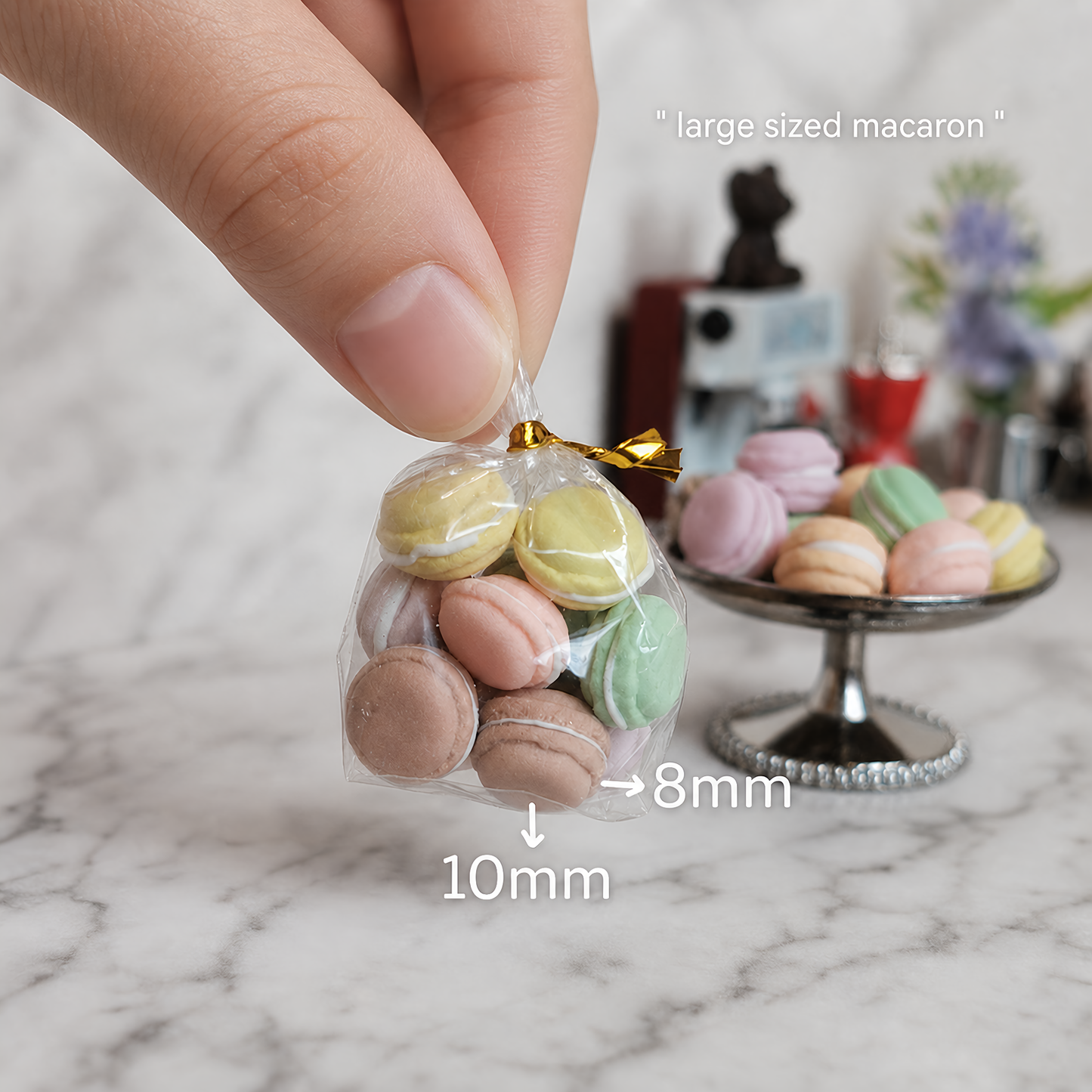 FDMINI Mini Macarons – 2 Sizes Miniature Resin Macaron Dessert Food Props for 1:12 Dollhouse Afternoon-Tea & Diorama Scenes